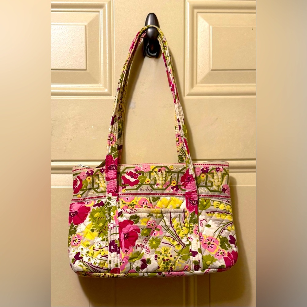 Vera Bradley Retired Make Me Blush Quilted Shoulder Bag Pink and Green Floral